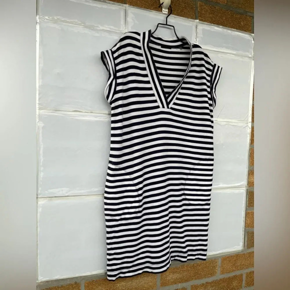 ATM Anthony Thomas Melillo Navy Striped Pima Cotton Dress xs - Picture 3 of 11